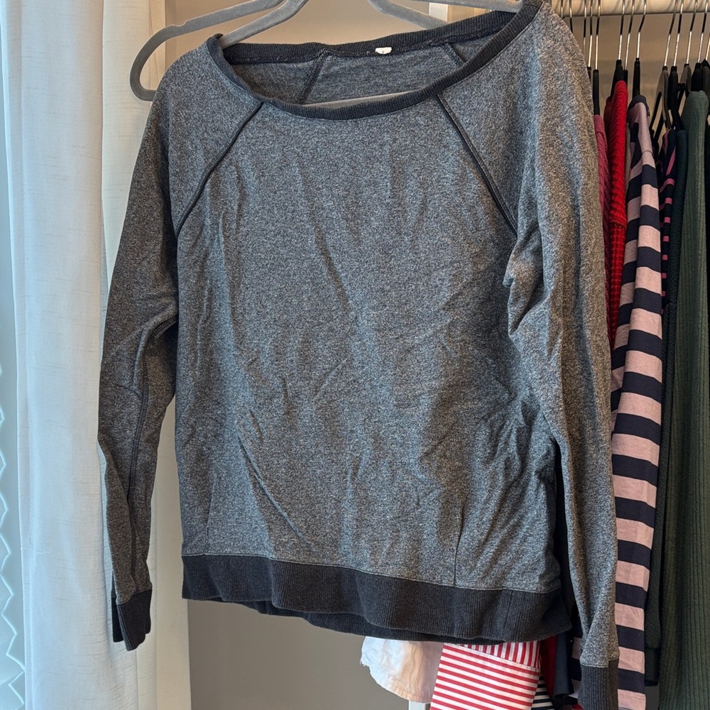 Vintage Lululemon Gray Long Sleeve wide neck one shoulder. Size 6